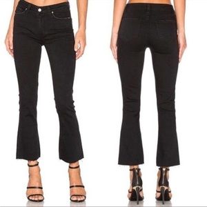 Paige Colette Crop Flare Raw Hem Stretch Denim Jeans in Vintage Black Size 27